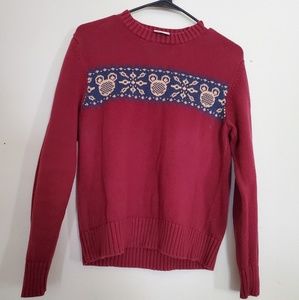 Disney Red Mickey Mouse Patterned Sweater. Size S